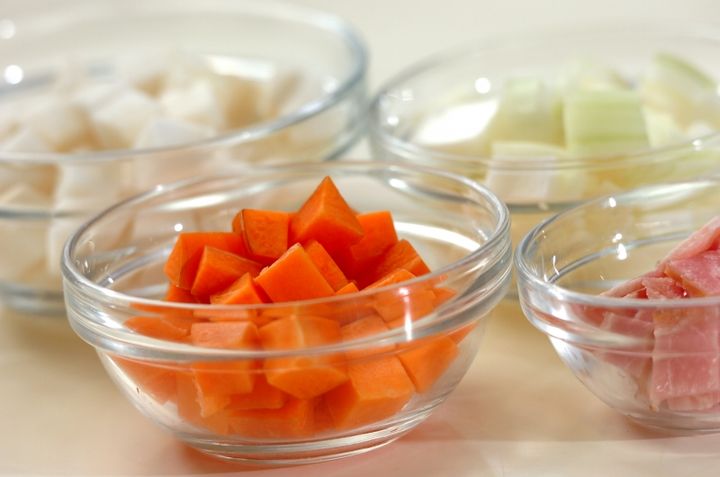 毎日使えるスープ！大豆と野菜たっぷり 簡単おいしい by金丸 利恵さんの下準備1