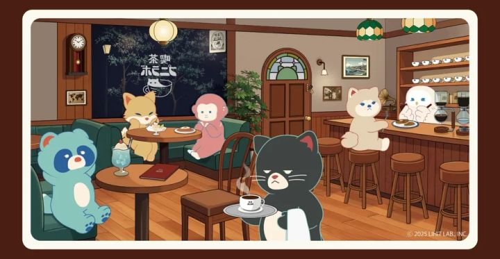 昭和レトロな純喫茶を舞台にした喫茶プニラボの世界観イラスト