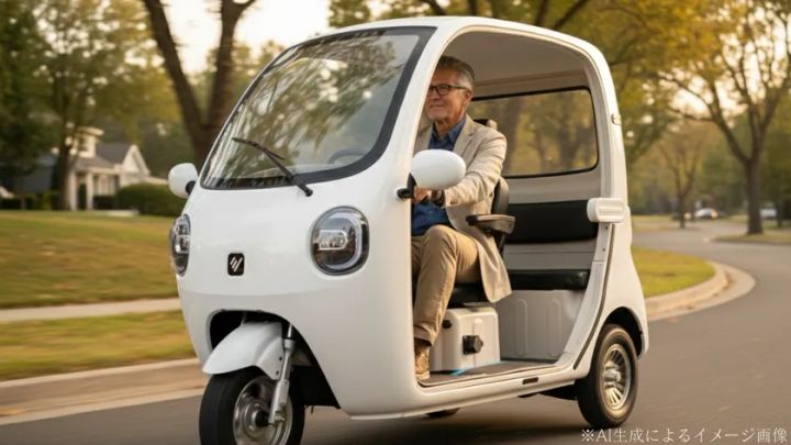 住宅街を走行する白色のビベルCOCO