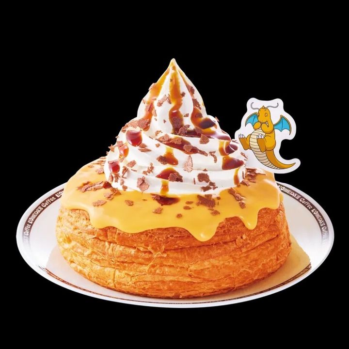 コメダ珈琲店のカイリューのシロノワール カスタードプリンのビジュアル