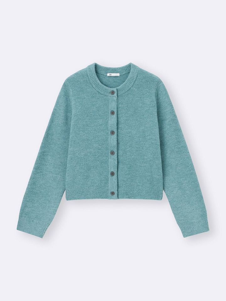 GUのパフニットクルーネックカーディガン