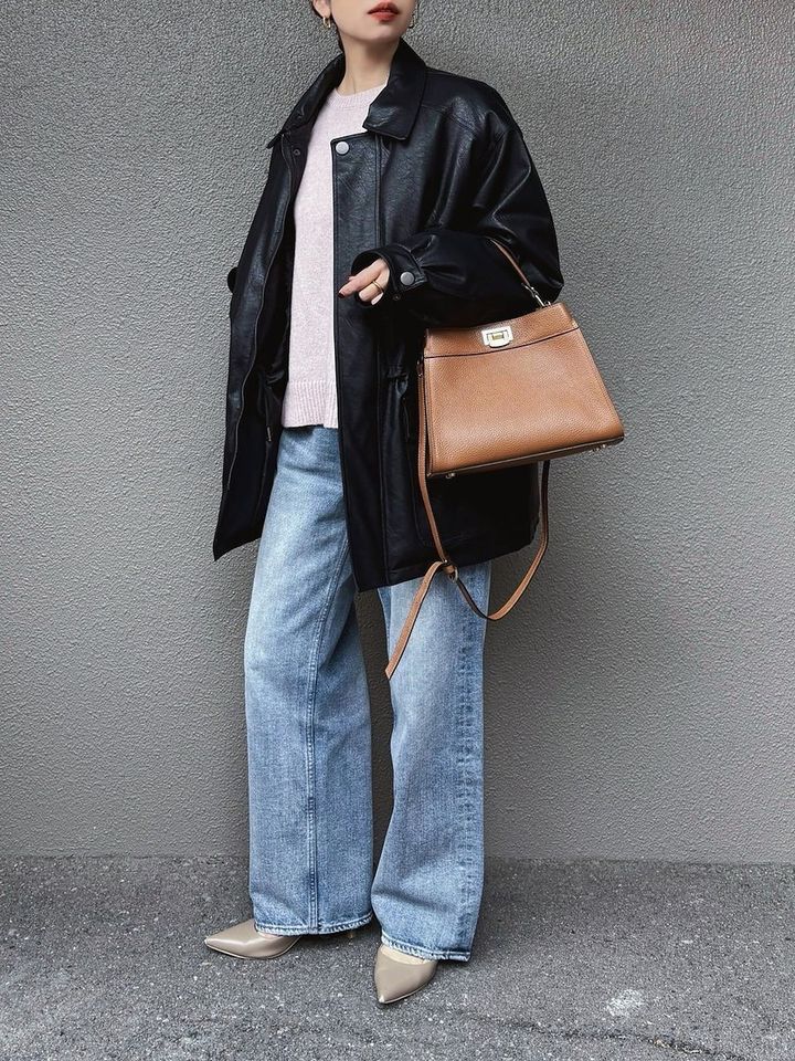 レザージャケットコーデ1