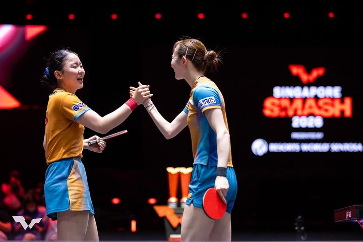 張本美和、早田ひな（C）WTT