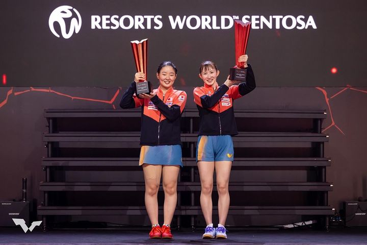 張本美和、早田ひな（C）WTT