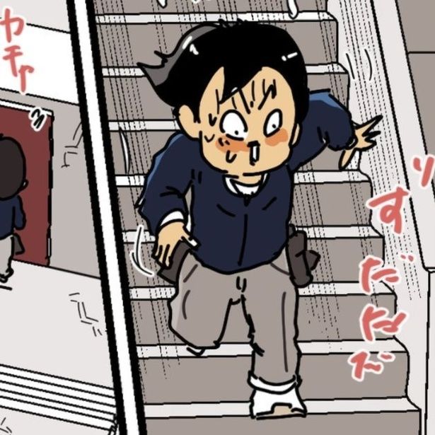 配達完了後にロックが開かない!? 出口を求めてマンション内を走り回ることに。 画像提供：ゆきたこーすけ(@kosukeyukita)