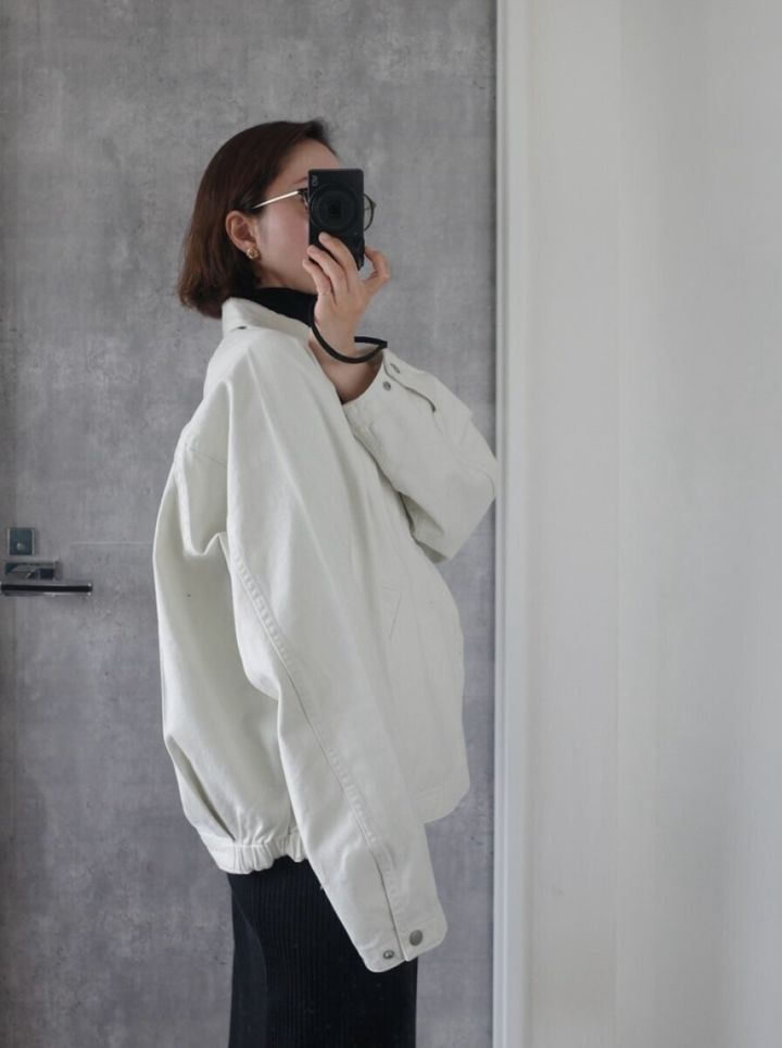 GUコットンジップアップジャケット Lサイズ サイドシルエット