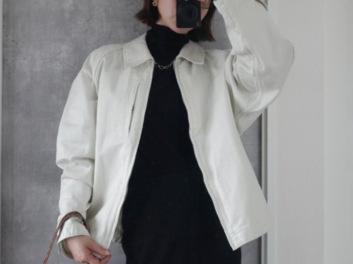 GUコットンジップアップジャケット OFF WHITE