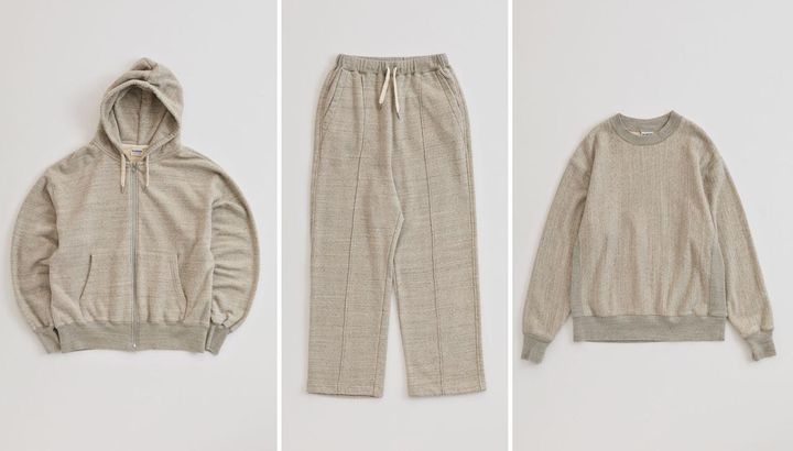 画像: 左「COTTON PROJECT ZIP-UP HOODIE」￥39,600、中央「COTTON PROJECT SWEATPANTS」￥39,930、右「COTTON PROJECT SWEATSHIRT」￥38,500 出典：シンゾーン