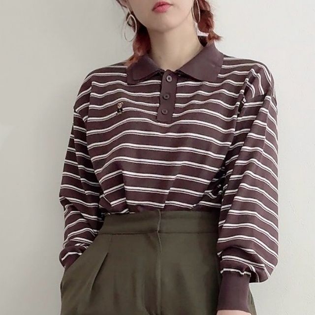 しまむら「襟付き熊ボーダープルオーバー」