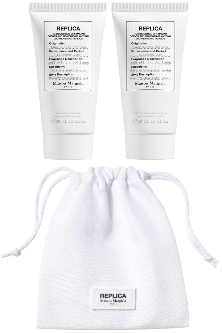レプリカ レイジーサンデー モーニング ボディケア トラベルセット ￥5,060（3月5日発売） ※セット内容／レプリカ ボディーローション レイジーサンデー モーニング 50ml、レプリカ シャワージェル レイジーサンデー モーニング 50ml、ミニポーチ（店舗限定品）