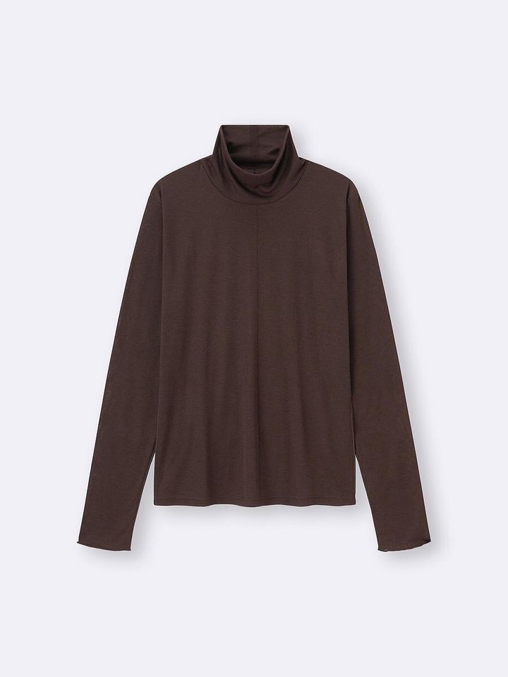 GUのソフトシアーハイネックT