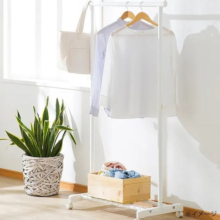 カインズ CAINZ N55 収納棚付きハンガーラック ホワイト