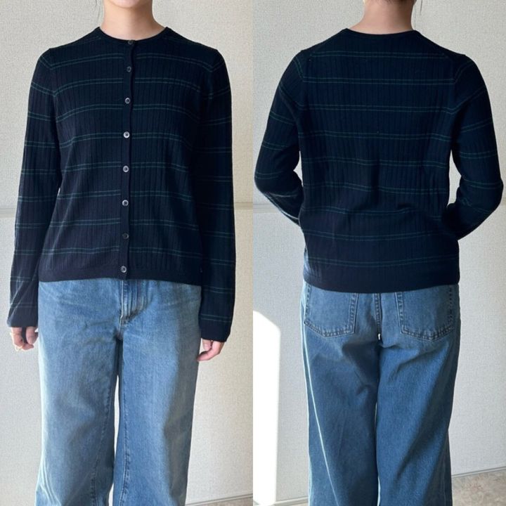 ユニクロ メリノリブクルーネックショートカーディガン XLサイズ着用感