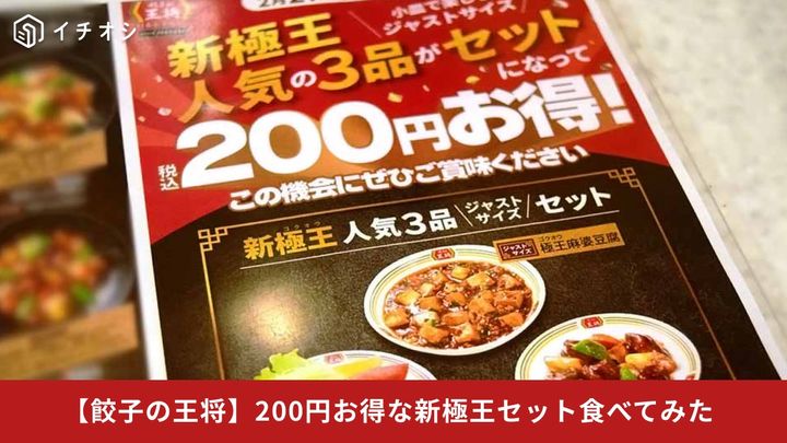 【餃子の王将】期間限定「新極王」人気3品ジャストサイズセットが200円お得！