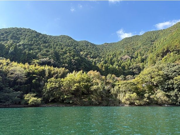 流れは穏やかで屋形舟のエンジンを止めるととても静か