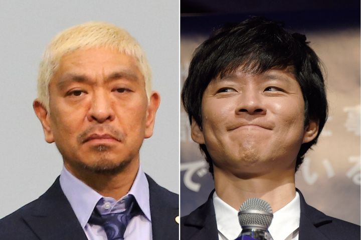 松本人志さん（2017年3月27日、時事）／渡部建さん（2014年11月27日、時事通信フォト）