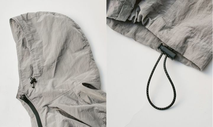 DAWNCE シアーテックブルゾン ディテール フードと裾のドローコード