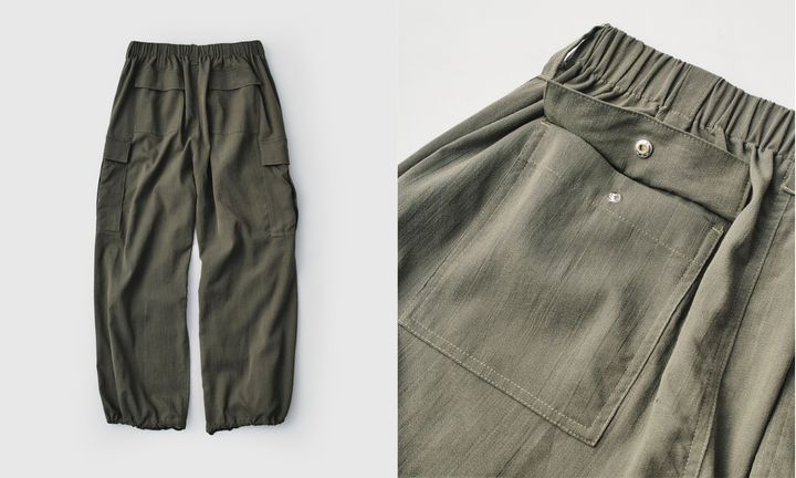 DAWNCE ワイドカーゴパンツのバックとバックポケット