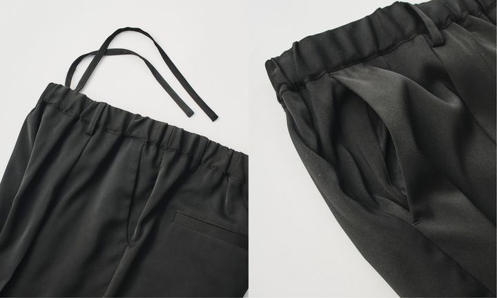 DAWNCE タックワイドイージースラックス サイドポケットとウエスト内側の紐