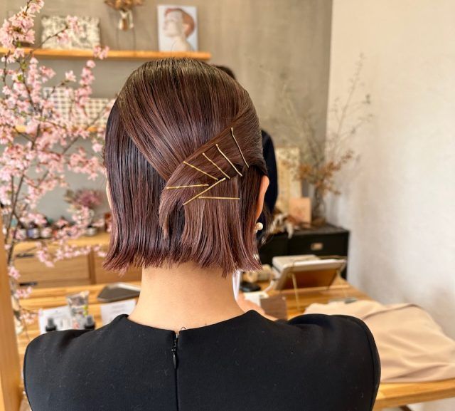 ボブヘアの簡単フォーマルアレンジ
