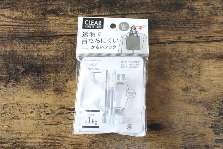 セリアの透明かもいフックミニのパッケージ