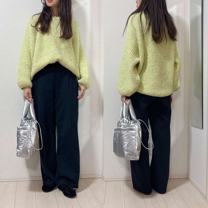 GUギャザーバレエスニーカーとスウェットパンツコーデ