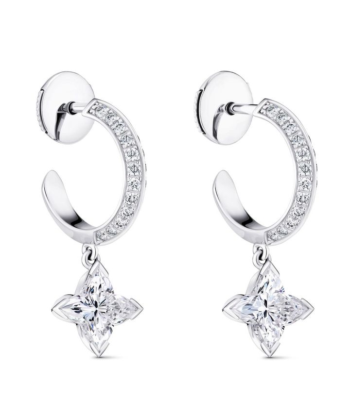 「LV ダイヤモンド」フープピアス（WG×LVモノグラムスターカットダイヤモンド×ダイ