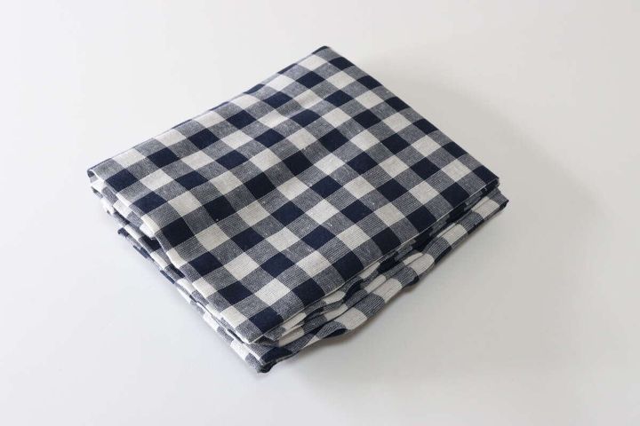 枕カバー（インド綿混、ギンガムチェック）