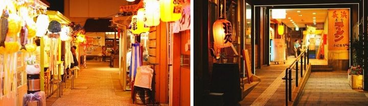 画像: みろく横丁（左）と花小路（右）