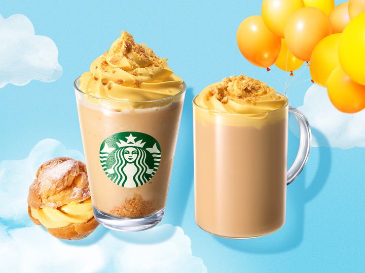 「シュークリーム フラペチーノ」（700円）、「シュークリーム ラテ」（620円） ※価格は税込み＆テイクアウトは税率が異なる width=