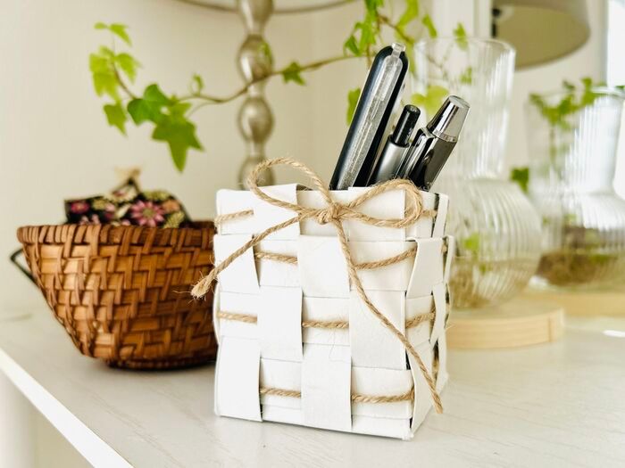 『牛乳パック』を編んでみたら…おしゃれ雑貨に大変身！捨てちゃう前にやってみて♪