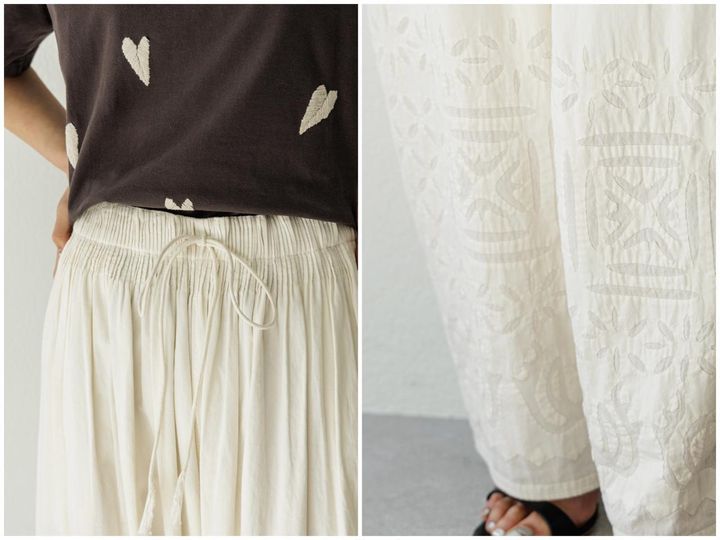 画像2: 「ハート」見えするリーフ柄刺繍Tシャツが大人気！