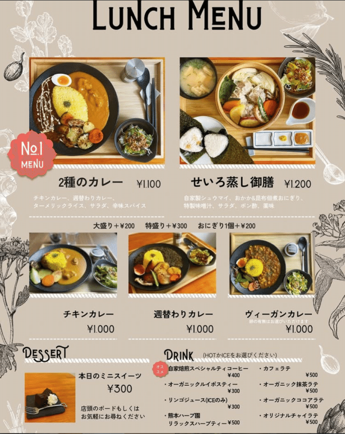 ナッツココ メニュー