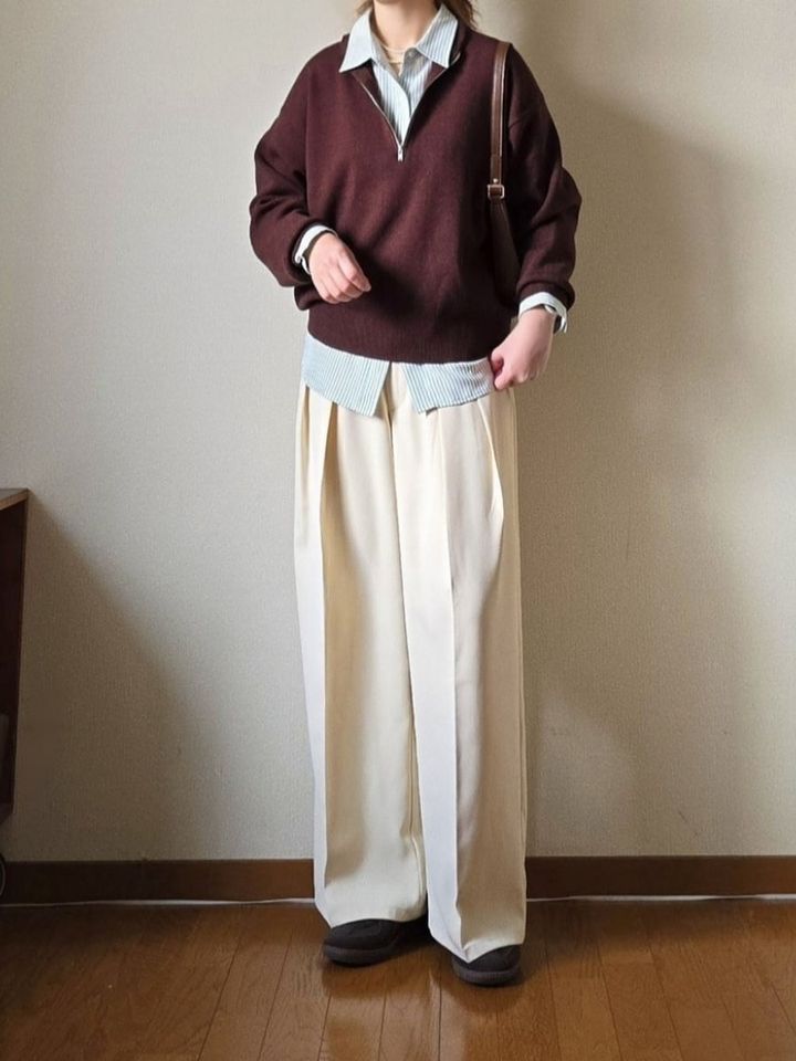 白ワイドパンツコーデ2