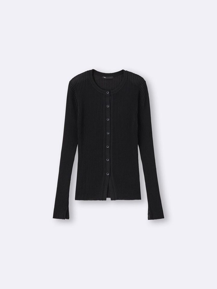 2026gu春黒シアーリブカーディガン