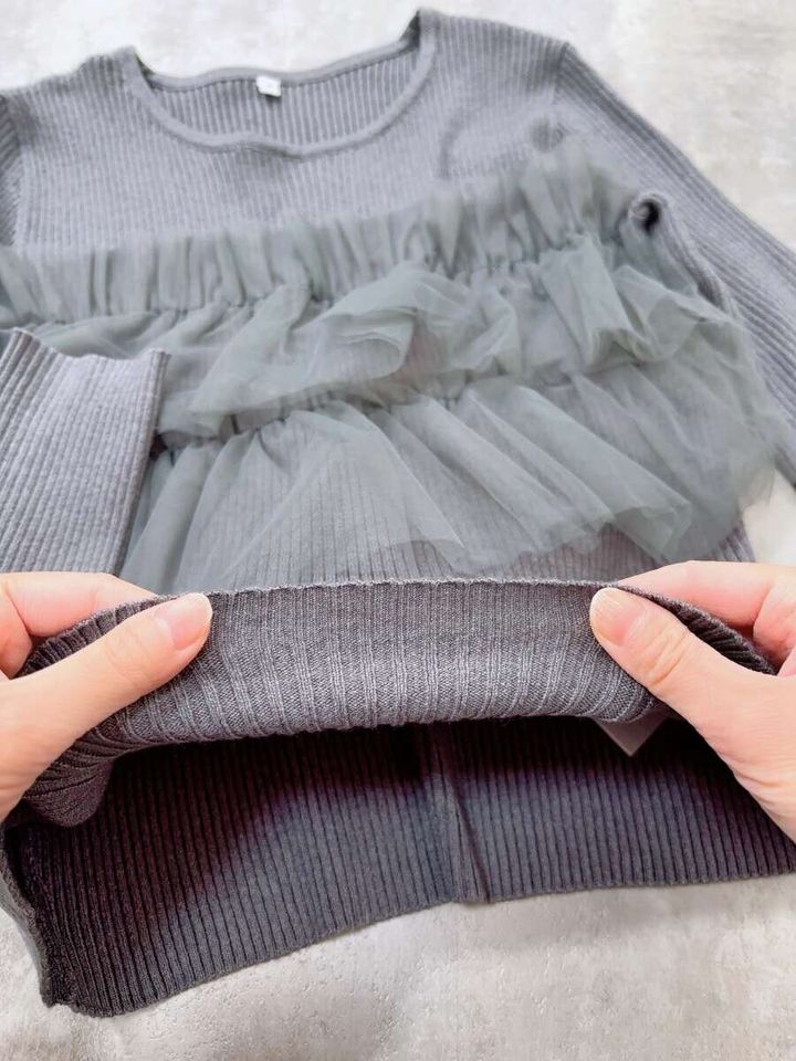 cocaチュールドッキングリブニット 伸縮性