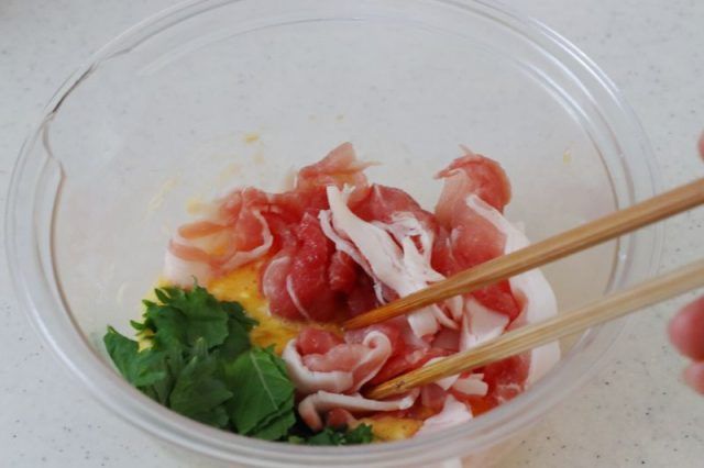 豚こま肉と大葉のピカタ