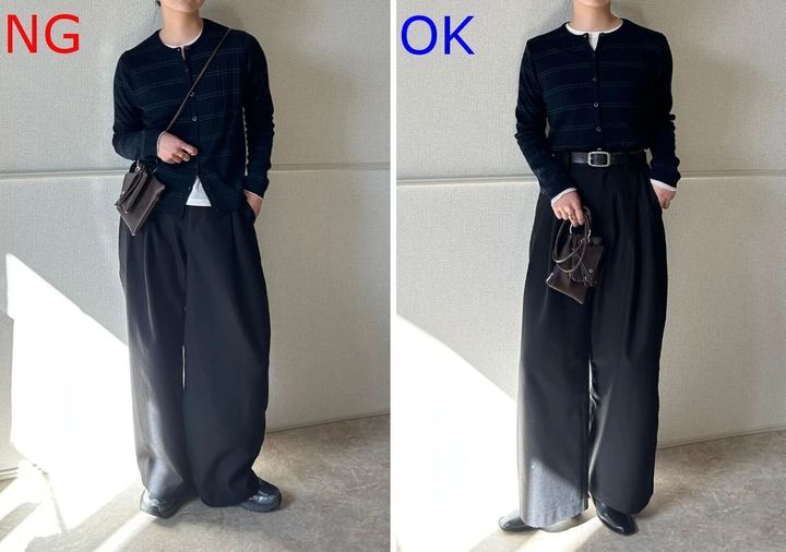 大人女性ボーダーカーディガンNG＆OKコーデ
