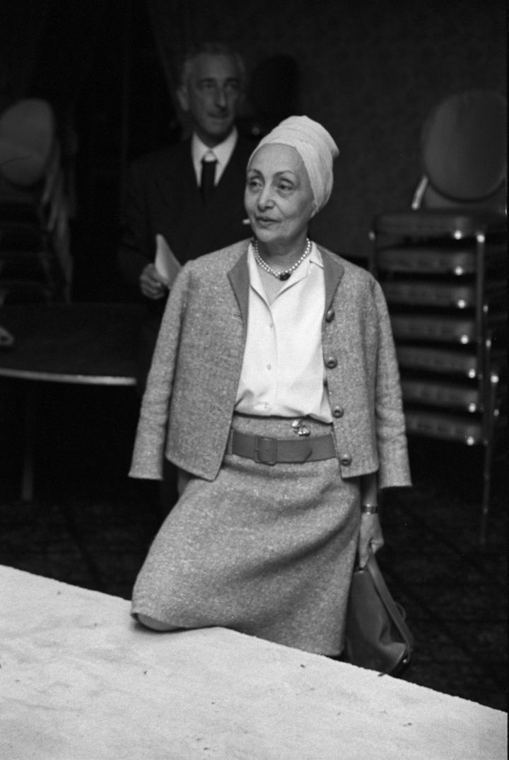 マダム・グレ。自身の1967年春夏コレクションのプレゼンテーションにて。