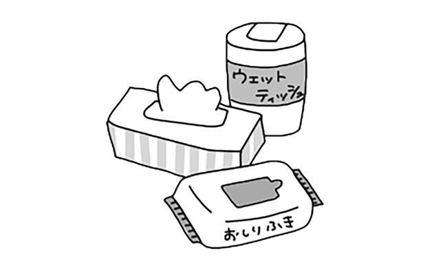 断水中、お尻ふき＆ウェットテッシュが大活躍！ （C）アベナオミ／KADOKAWA
