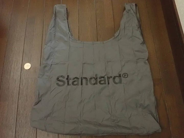 DAISO(ダイソー)：エコバッグ(くしゅっとコンパクト、ショートロゴ、GY)