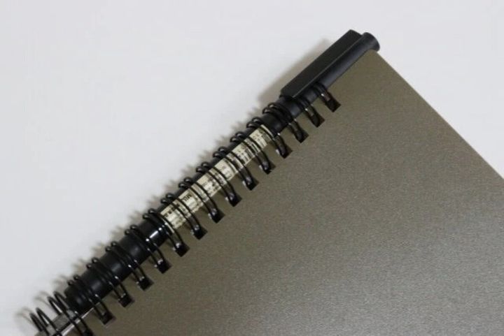 ダイソー ペンが挟めるリングノート（40枚、B6、モスグリーン、ブルー） ペン 収納