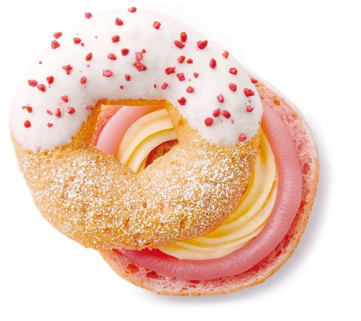 ミスドの桜もちっとドーナツ 花やぐいちごみるくカスタードのビジュアル