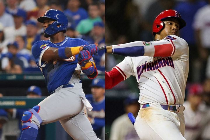 WBCに出場中のロナルド・アクーニャJr.（ベネズエラ）とフアン・ソト（ドミニカ共和国）（C）Getty Images