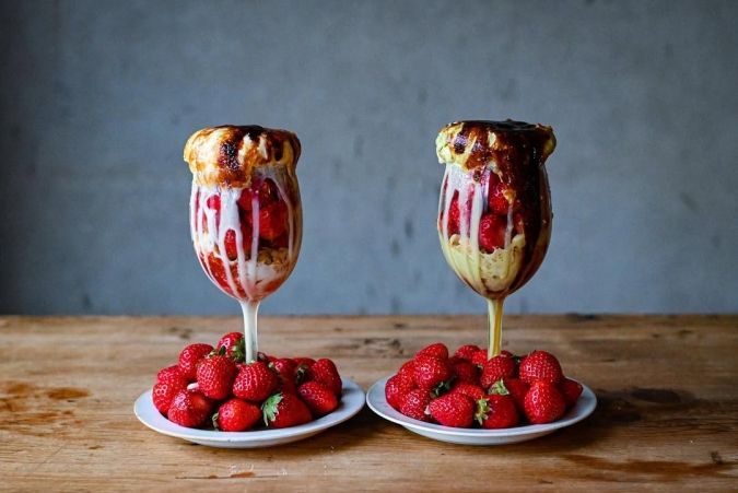 en coffee 苺とブリュレのパフェ 苺増し