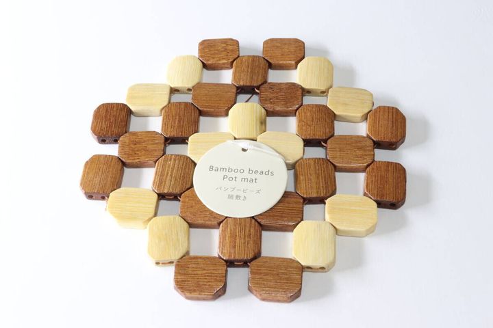 セリア バンブービーズ鍋敷き 商品タグ