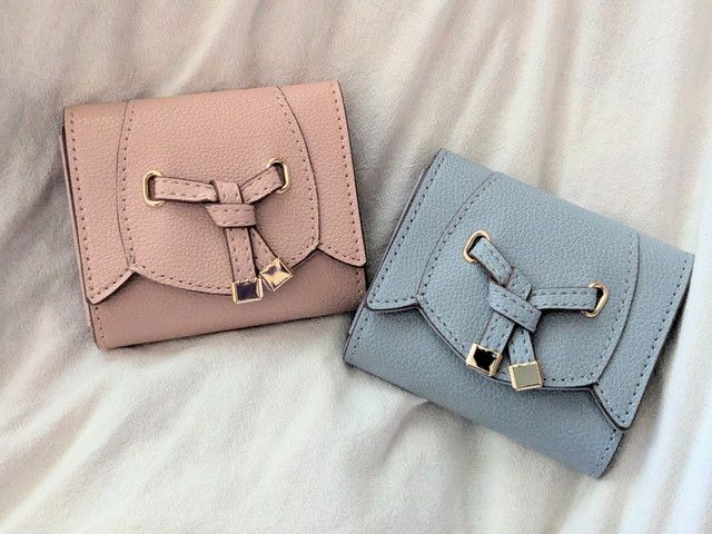 VIS フラワーカット財布ミニ ピンクとグレーブルーの2色