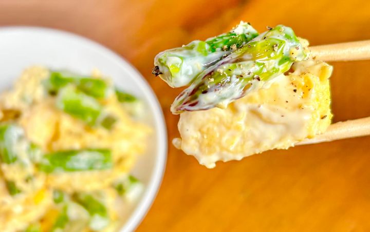 アスパラと卵のマヨあえ