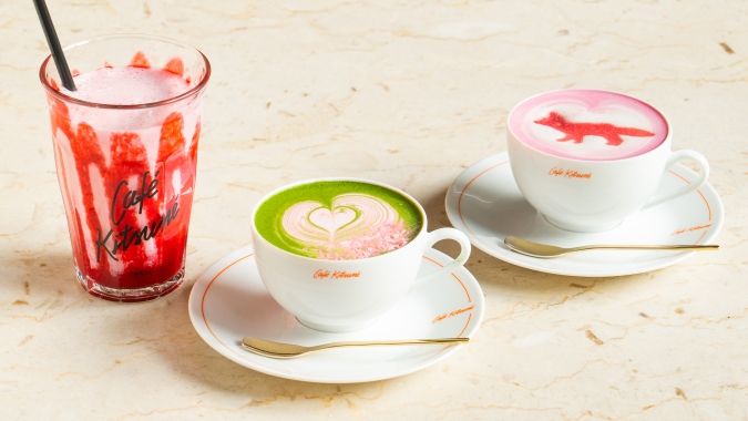 カフェキツネ 桜ラテ 桜抹茶ラテ ストロベリーミルク