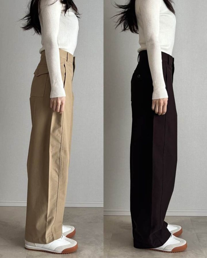 ユニクロジャージーバレルレッグパンツ XS,Sサイズ比較 サイド